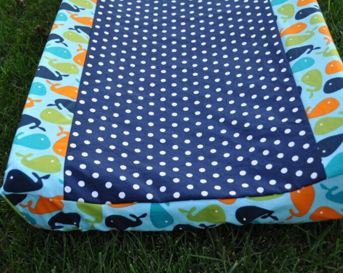 Custom Change Pad Cover Navy Blue Polka Dot and Blue Orange Etsy