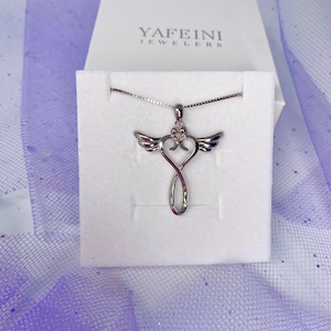Sterling Silver 925 Heart With Wings Pendant Necklace
