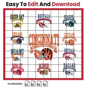 Vintage Football Team SVG PNG Bundle (Digital Download)