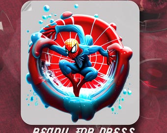Movie Character DTF Transfer, Superhero Design, Ready to Press Graphic for Kids Apparel, Iron On Spider DTF for T-Shirts