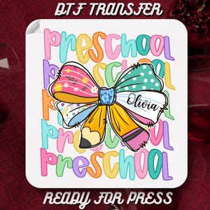 Custom Preschool DTF Transfer Ready To Press, Preppy Teacher DTF Transfers, Taecher Apply for Heat Transfer, Cuatom Teacher DTF Transfers