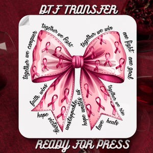 Together Awareness Dtf Transfer Ready to Press, Breast Cancer Ready to Apply for Heat Press,Stronger Girly DTF Print, Cancer Survivor DTF