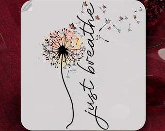 Just Breathe Meditation DTF Transfer, Yoga Relax Dandelion Shirt DTF Print, Relaxing Floral Flower Positive Ready To Press, Heat Transfer