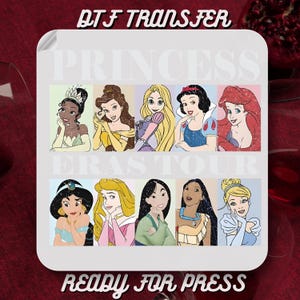 Disney Princess Eras Tour DTF, Disney Princess Characters Dtf Transfer, Princess Girl Trip Ready to Press, Princess Dtf Print,Gift for Girl