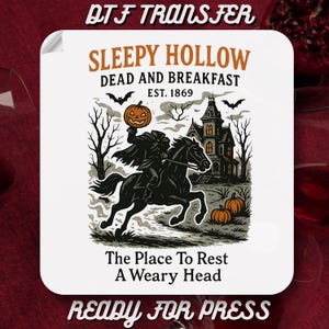 Sleepy Hollow DTF Transfer Ready to Press, Vintage Pumpkin Ready to Press, Horror Halloween Heat Press,Spooky Season DTF Print, High Quality