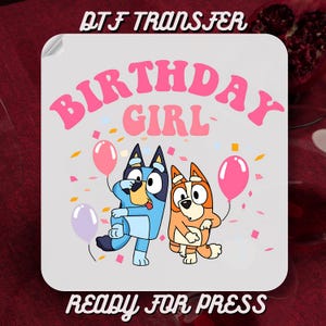 Blue Birthday Girl DTF Transfer, Blue Girl DTF Print Ready to Press, Blue Family Birthday DTF Transfer, Blue Bingoo Birthday Girl And Boy