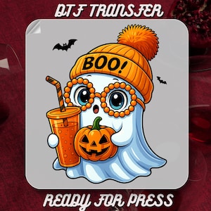 Halloween Ghost Dtf Transfer Ready to Press, Boo Ghost DTF Ready To Press, Cute Ghost Heat Transfers, Cute Girly Spooky Season, Gift For Her