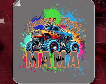 Mama Monster Trucks DTF Transfer, Colorful Monster Truck Girly Dtf Ready to Press,Graphic For Kids Monster Trucks,Family Matching Gift Shirt
