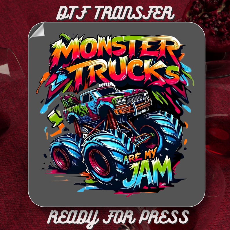 Monster Trucks Are My Jam DTF Transfer,Monster Truck Boy Birthday Ready To Press, Kids Trucks Heat Press,Monster Jam Boy Cars DTF Print bild 1