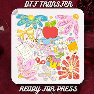Preppy Floral Teacher DTF Transfer Ready To Press, Teacher Dtf, Vintage Teacher Apply for Heat Transfer, Teacher Wildflowers DTF Prints,DTF