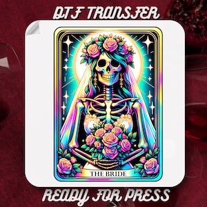 Transfert DTF pour carte de tarot The Bride, transfert DTF EVJF, transfert DTF Team Bride Girls prêt à presser, presse thermique future mariée, DTF