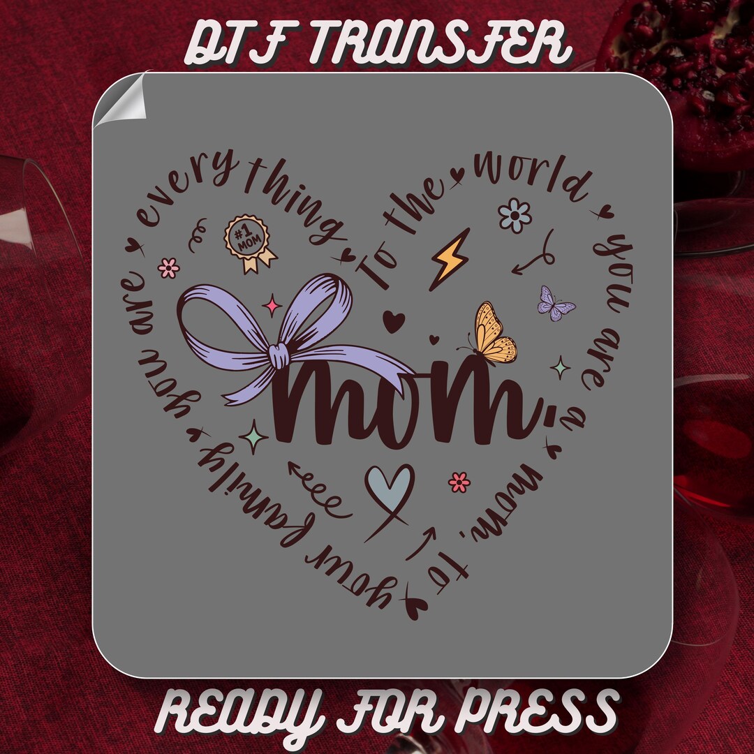 Custom Mama Heart DTF Transfer, Mom Gift Ready to Press (DTF Print ...
