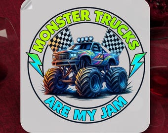 Monster Trucks DTF Transfer, Monster Trucks Are My Jam Heat Transfers, Monster Trucks Boy Tee Ready to Press, For Kids Monster Trucks DTF