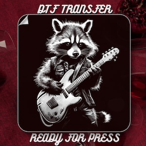 Rock&#39;n Raccoon DTF Transfer,Funny Raccoon Feral Ready To Press, Rock&#39;n Feral Apply for Heat Transfer, Vintage Feral Gift For Dad, Gang Sheet