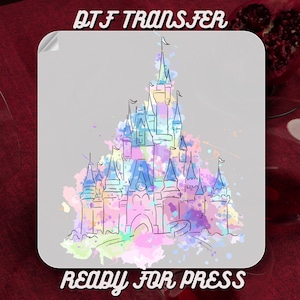 Disney Castle Dtf Transfers ,Disney Castle Ready To Press, Disney Water Color Castle For Gift, Disney Minnie Castle Iron On Transfer Print