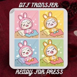 Easter Labubu Funny Sleepy Dtf Transfer,Labubu Smile Kids DTF For Heat Transfer,Funny Kids Gift Dtf Print,Graphic For Kids Cartoon Labubu
