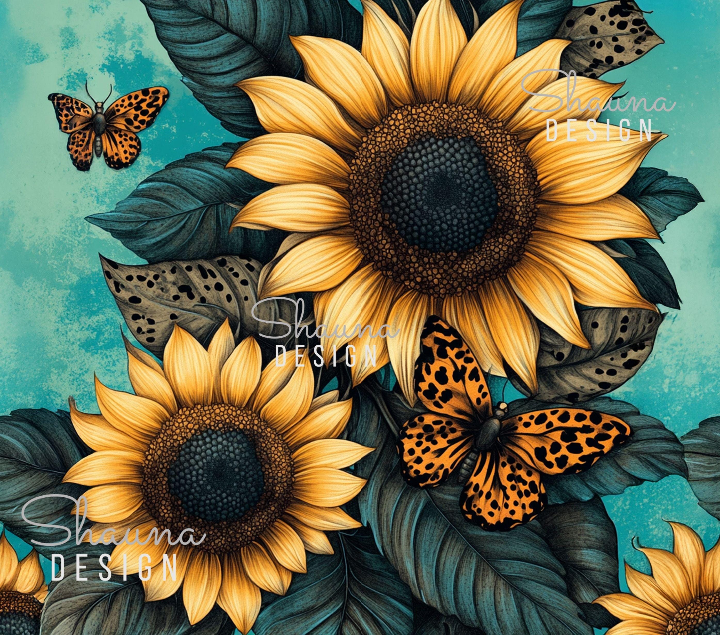 Sunflower Butterfly Sublimation Design Bundle | 300 DPI PNG & PDF | Bonus 8 Designs