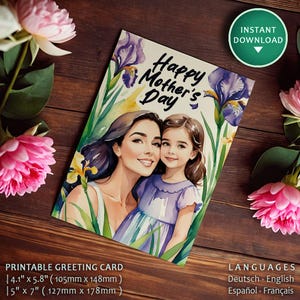 Carte de fête des mères à imprimer et à découper ( pour fille )