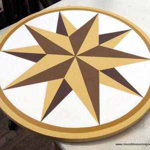 Yellow Barn Star Painting on Circular Canvas image 3
