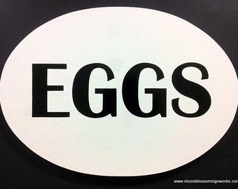 Oval Eggs Sign Hand Painted on Wood