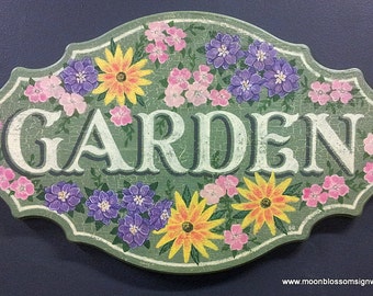 Flower Garden Sign Hand Painted on Wood