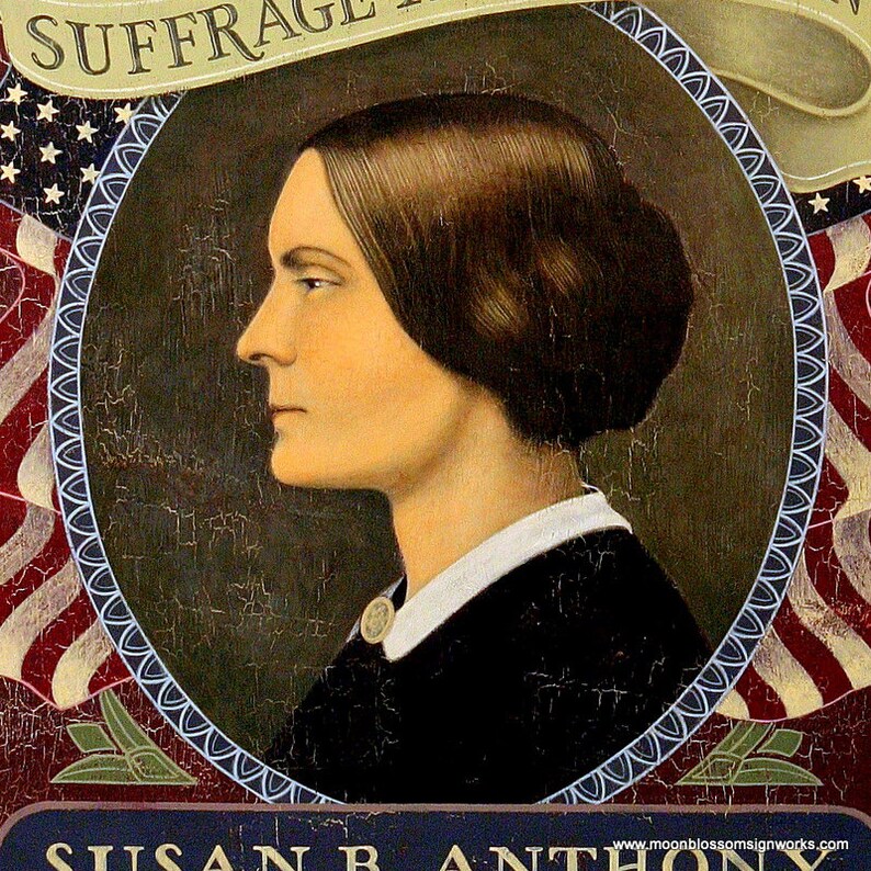 Susan B. Anthony Portrait Hand Painted Wooden Sign image 2
