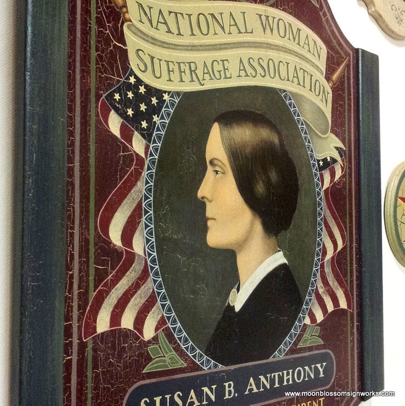 Susan B. Anthony Portrait Hand Painted Wooden Sign image 3