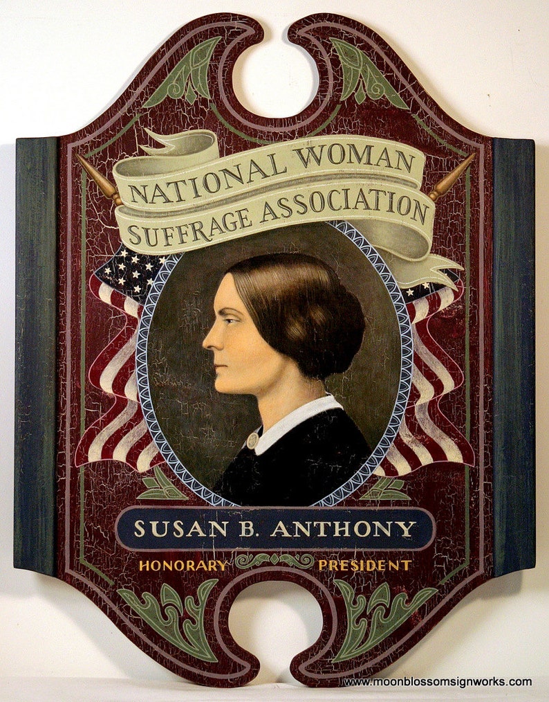 Susan B. Anthony Portrait Hand Painted Wooden Sign image 1