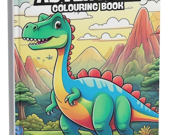 Dino Adventure Colouring Book | 30 Printable Dinosaur Pages for Kids | Digital Download