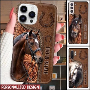Funda de teléfono personalizada con diseño de caballos, ideal para amantes de los caballos.