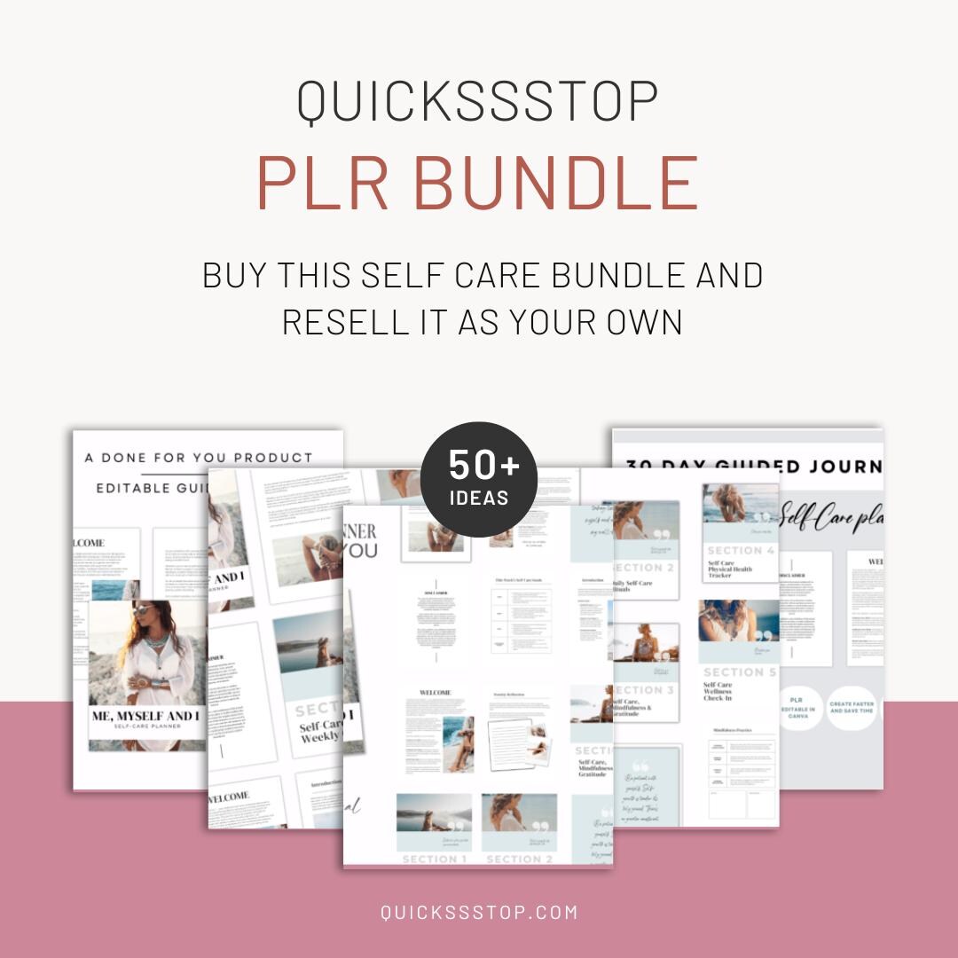 Self Care Planner Printable Bundle | Mental Health Journal | PLR Canva ...