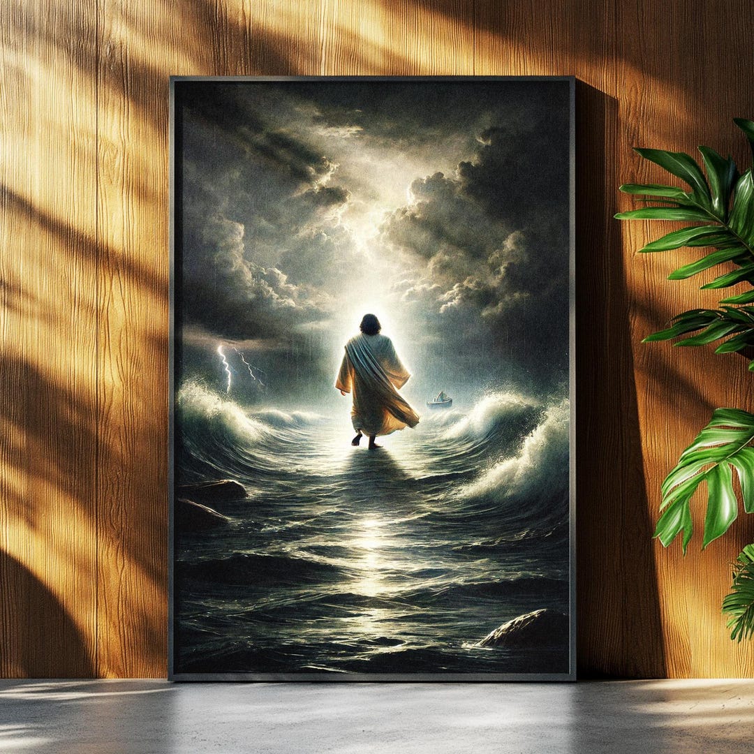 Jesus Walking on Water Print Printable Art Digital Download, Christian ...