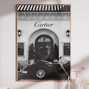 Designer Auto Druck, schwarz weiß, Vintage Auto Poster, Luxus Fashion Store Wandkunst, digitaler Download, Luxusauto Druck