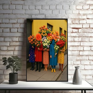 Flower Family Bouquet, Personalised Watercolour Birth Flower Print, Wall Art, Birthday Gift, Minimalist Home Decor, Personalised gift, Girls