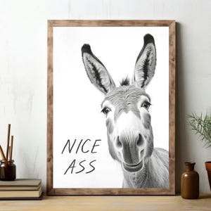 Funny Donkey Bathroom Print, Nice Ass Animal Art (Digital Print)
