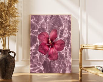 Rosa hibiskusblommatryck - Modern abstrakt blomkonst (digitalt tryck)
