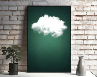 Impression d'art nuage vert émeraude : décoration d'intérieur minimaliste (téléchargement numérique)