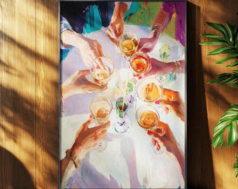 Cocktail Party Art Print: Elegant Cheers Illustration (Digital Download)