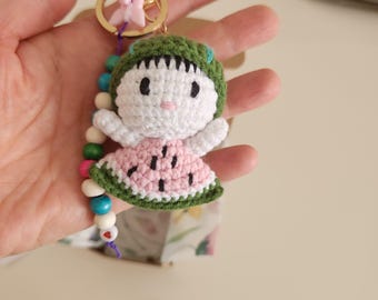 Personalized Crochet Initial Keychain: Handmade Cotton Bag Charm