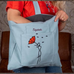 Embroidered Canvas Tote Bag: Personalized Monogrammed Shoulder Bag