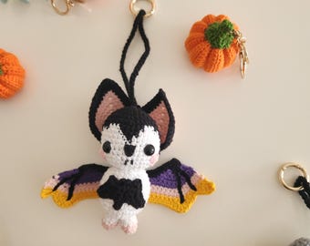 Crochet Bat Keychain | Halloween Plushie | Handmade Amigurumi Gift | Cute Bag Charm | Mother's Day Gift for Her
