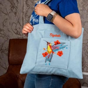 Embroidered Canvas Tote Bag: Personalized Monogrammed Shoulder Bag