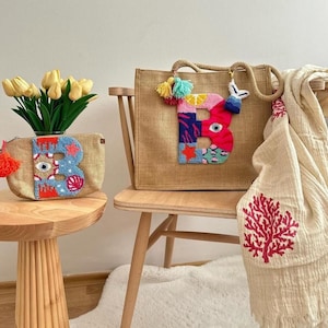 Personalized Eco-Friendly Jute Tote Bag – Custom Reusable Beach Bag, Sustainable Summer Holiday Market Tote, Natural Fiber Gift Bag,Holiday