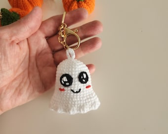 Crochet Ghost Keychain | Halloween Car Charm | Amigurumi Bag Charm | Cute Spooky Plush | Handmade Halloween Gift