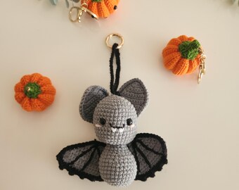 Crochet Bat Keychain | Halloween Plushie | Amigurumi Bag Charm | Handmade Mother's Day Gift | Cute Bat Gift