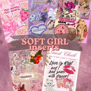 Soft Girl Kindle Einsätze | Rosa Schleifen, Florale E-Reader Aufkleber (Digitaler Download)