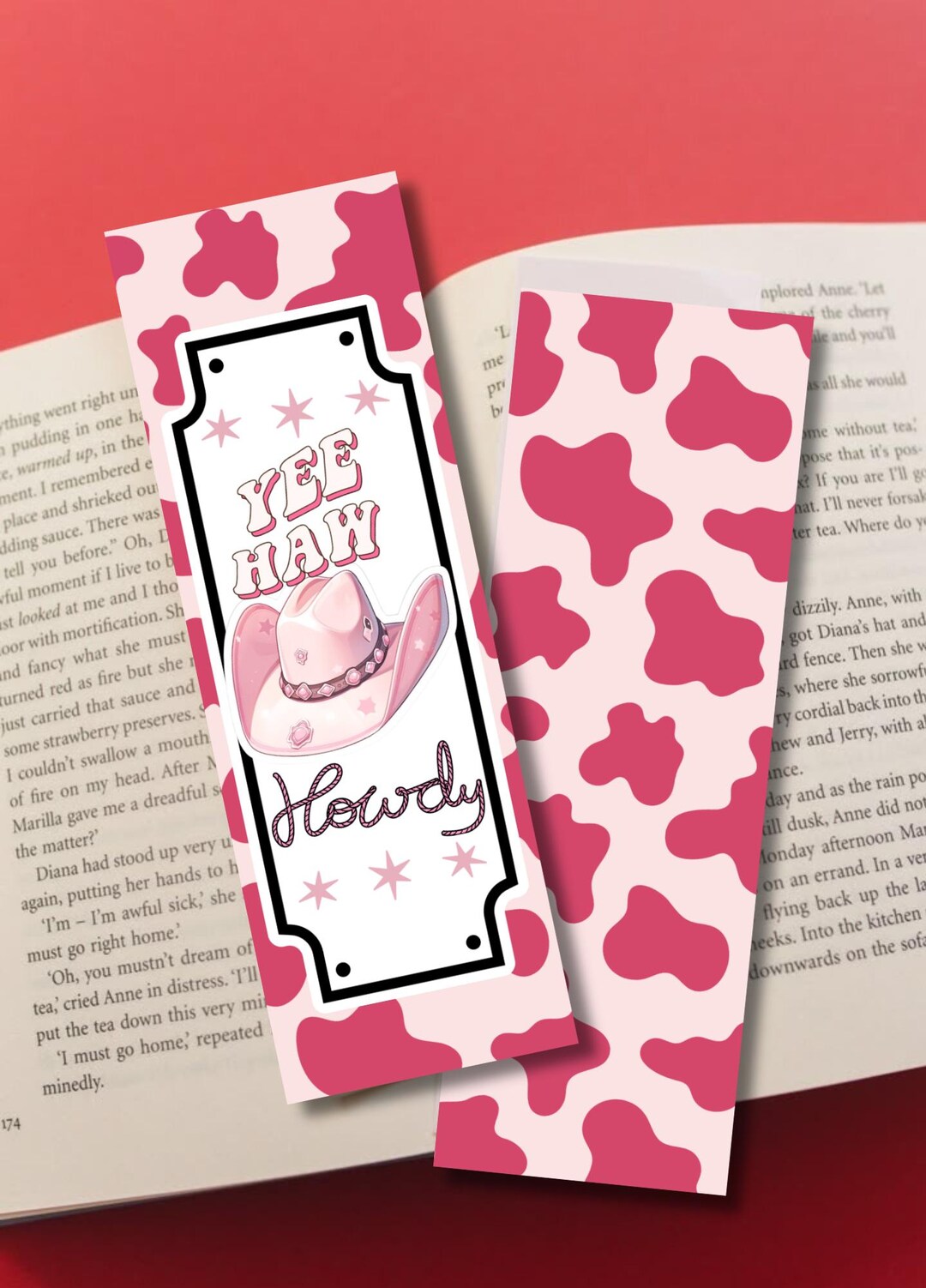 Yeehaw Cowgirl Bookmark: Pink Cow Print, Western (digital Download) - Etsy