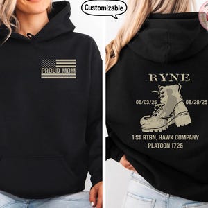 Custom Military Mom Hoodie, Personalized Boot Camp Graduation Sweatshirt, Marine Army Platoon Gift