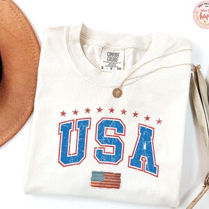 Comfort Colors USA Flag Shirt, 4th of July Shirt, America Independence Day Tee, Fourth of July Shirt, Patriotic Red White and Blue T-shirt
