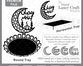 Ramadan Kareem svg, dxf, cdr, Dates Serving Tray Digital Files for laser cutting
